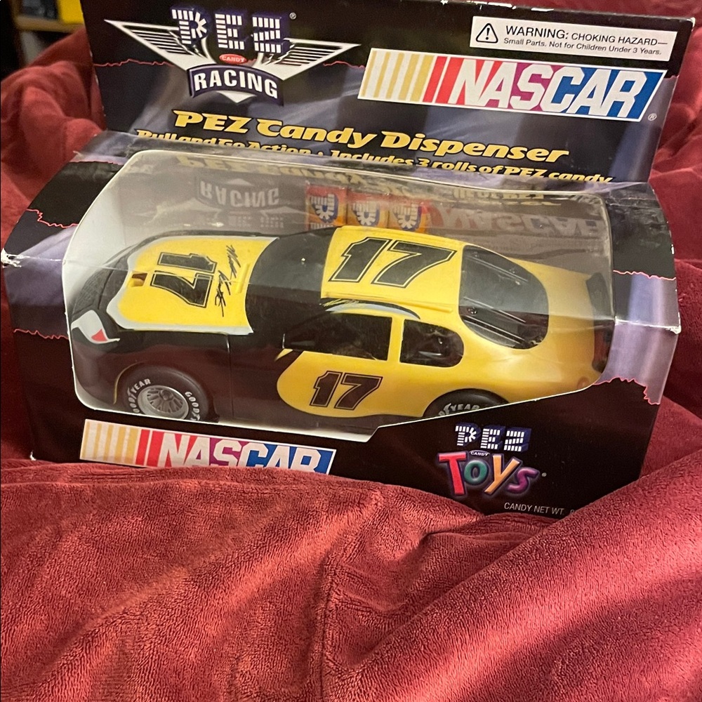 Nascar Yellow and Black PEZ Racing Car Candy Dispenser